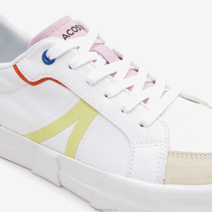 mujer Lacoste 6F242730 blanco roto y rosa 06c tenis l004 textil color pop