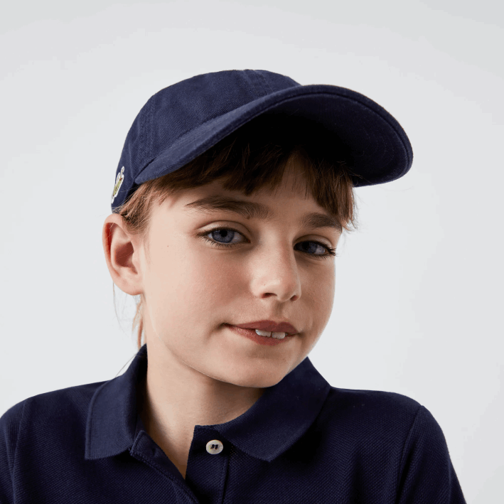 niños Lacoste 6F242278 azul marino 166 gorra de gabardina sólida