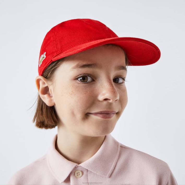 niños Lacoste 6F242279 rojo 240 gorra de gabardina sólida