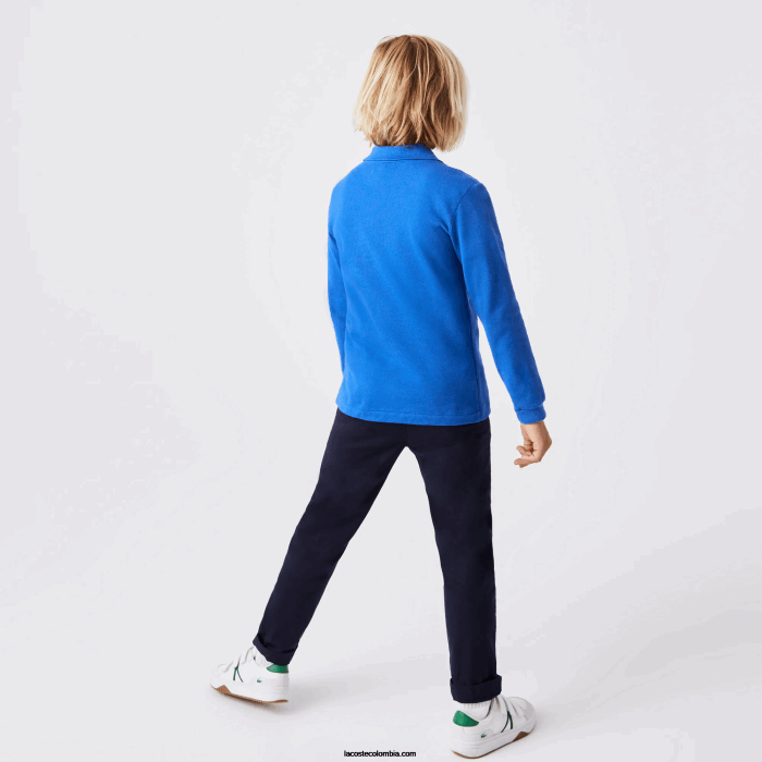niños Lacoste 6F242943 k1q azul polo de petit piqué regular fit