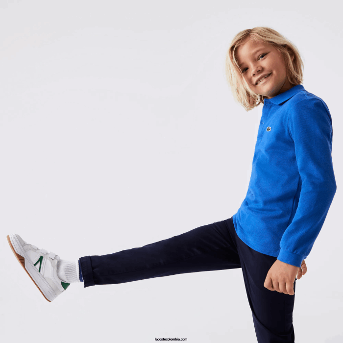 niños Lacoste 6F242943 k1q azul polo de petit piqué regular fit