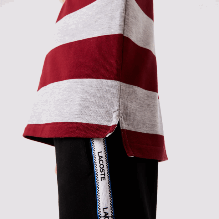 niños Lacoste 6F242962 lomo gris burdeos x29 polo de piqué a rayas