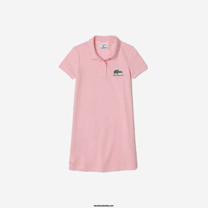 chicas6F243297 rosa 7 años vestido tipo polo de piqué de algodón de lacoste x minecraft