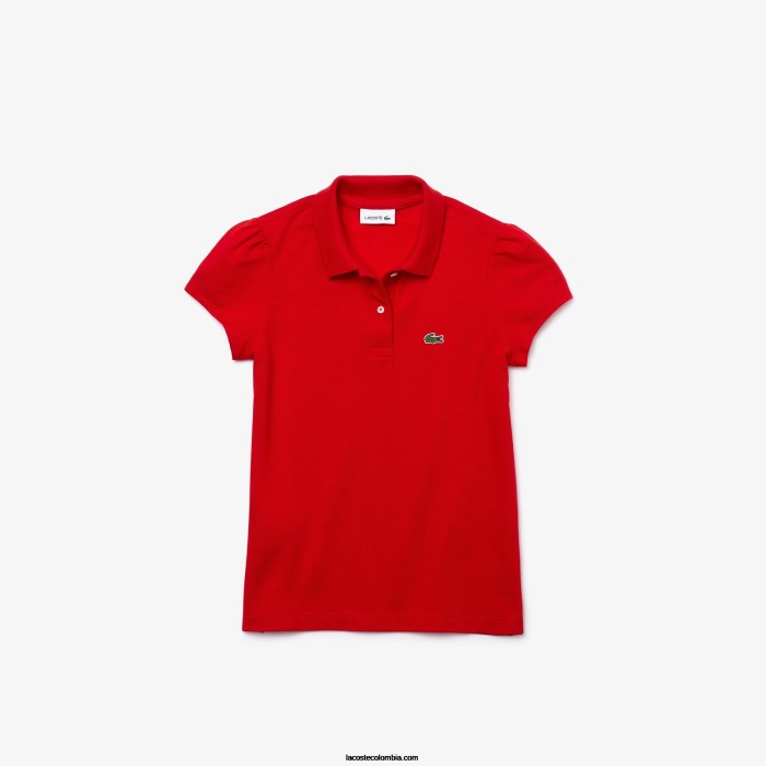 chicas Lacoste 6F242948 rojo 240 mini polo de piqué con cuello festoneado