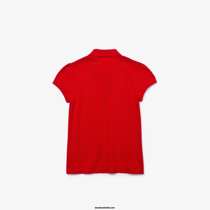 chicas Lacoste 6F242948 rojo 240 mini polo de piqué con cuello festoneado