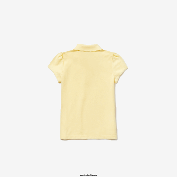 chicas Lacoste 6F242949 amarillo 6xp mini polo de piqué con cuello festoneado