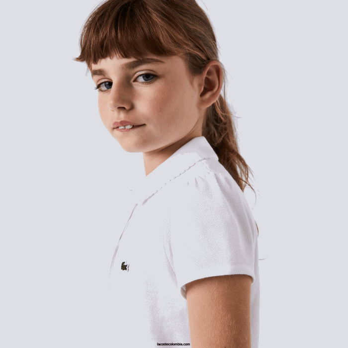 chicas Lacoste 6F242950 blanco 001 mini polo de piqué con cuello festoneado