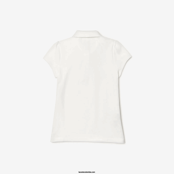 chicas Lacoste 6F242950 blanco 001 mini polo de piqué con cuello festoneado