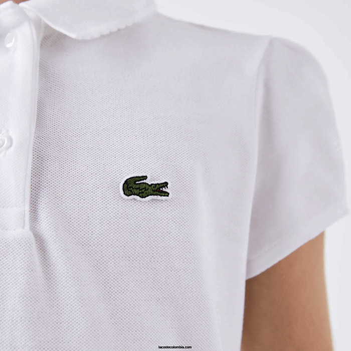chicas Lacoste 6F242950 blanco 001 mini polo de piqué con cuello festoneado