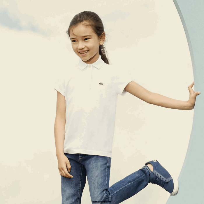 chicas Lacoste 6F242951 azul marino 166 mini polo de piqué con cuello festoneado