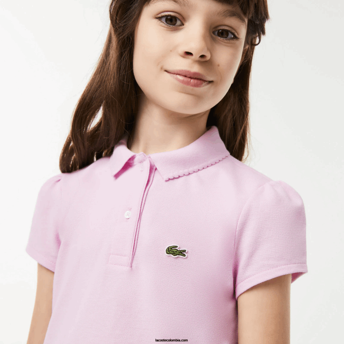 chicas Lacoste 6F242961 rosa z4h mini polo de piqué con cuello festoneado