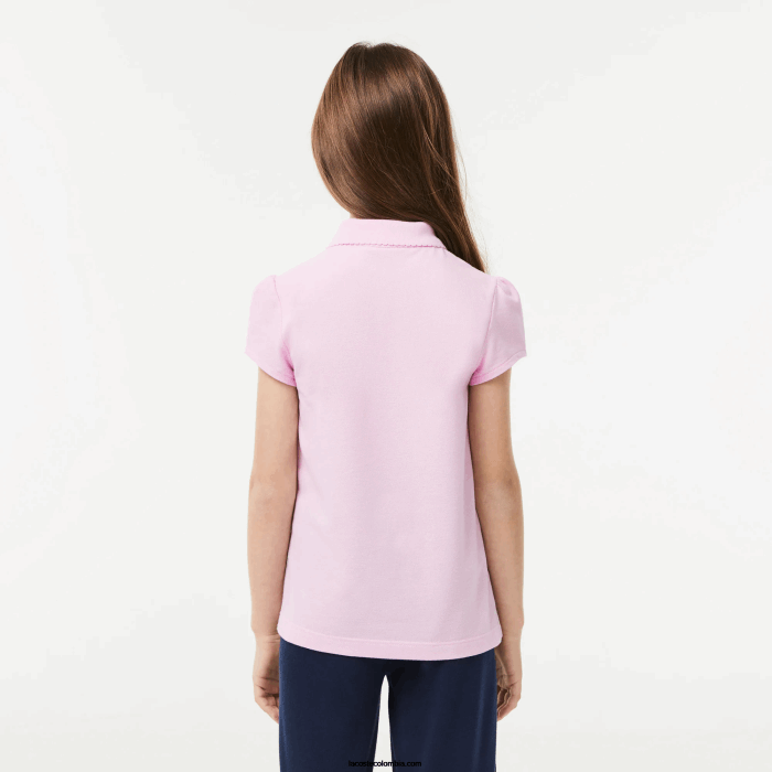 chicas Lacoste 6F242961 rosa z4h mini polo de piqué con cuello festoneado