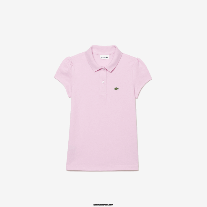 chicas Lacoste 6F242961 rosa z4h mini polo de piqué con cuello festoneado