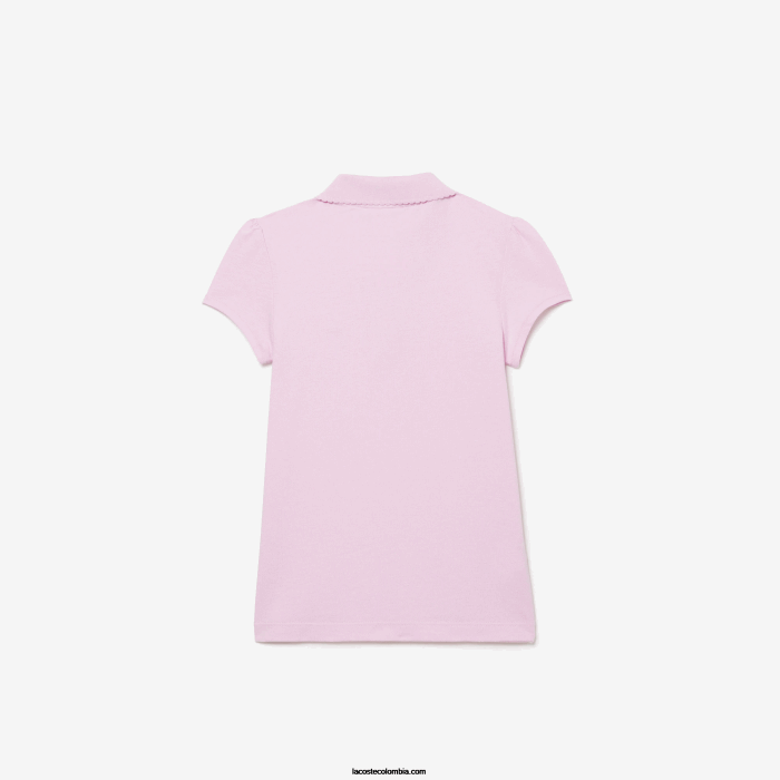 chicas Lacoste 6F242961 rosa z4h mini polo de piqué con cuello festoneado