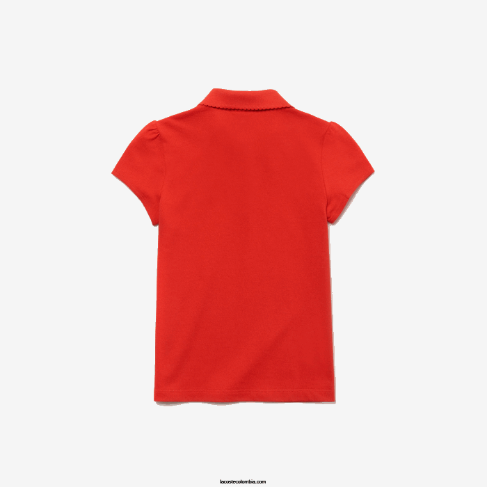 chicas Lacoste 6F242963 anuncio rojo mini polo de piqué con cuello festoneado