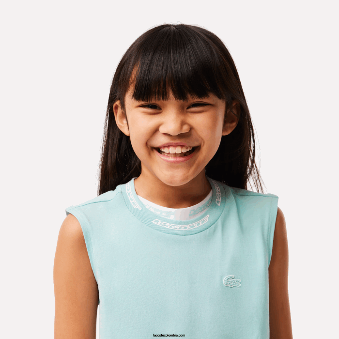 chicas Lacoste 6F243016 menta lgf camiseta sin mangas de jersey de algodón