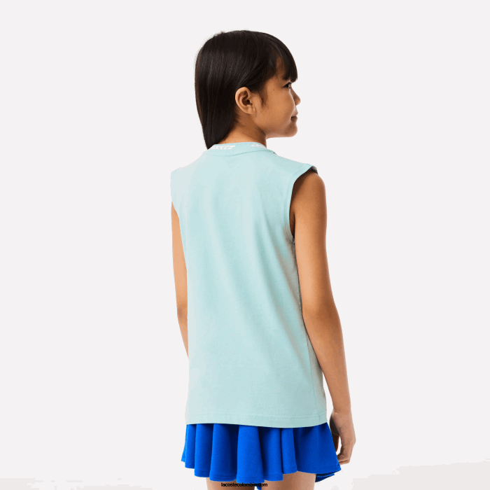 chicas Lacoste 6F243016 menta lgf camiseta sin mangas de jersey de algodón