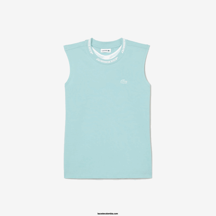 chicas Lacoste 6F243016 menta lgf camiseta sin mangas de jersey de algodón