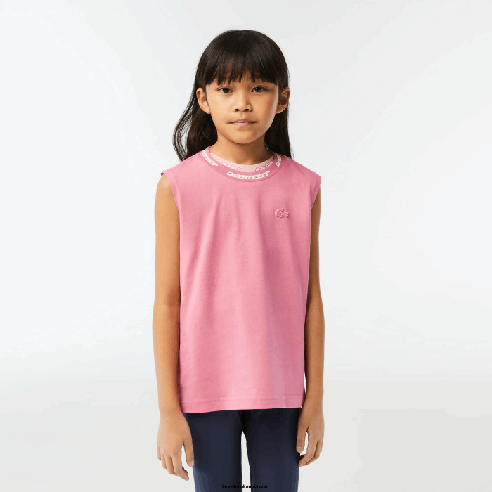 chicas Lacoste 6F243017 rosa 2r3 camiseta sin mangas de jersey de algodón