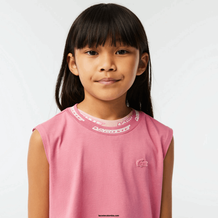 chicas Lacoste 6F243017 rosa 2r3 camiseta sin mangas de jersey de algodón