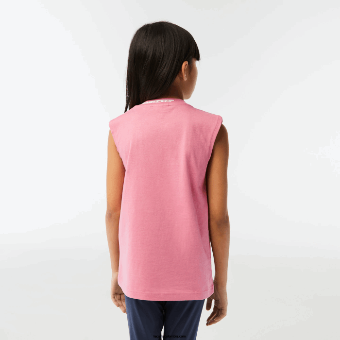 chicas Lacoste 6F243017 rosa 2r3 camiseta sin mangas de jersey de algodón