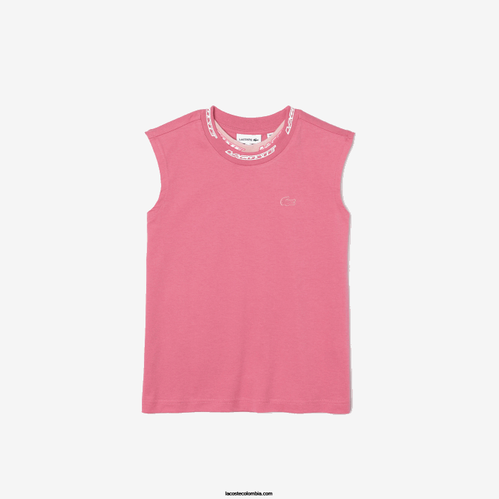 chicas Lacoste 6F243017 rosa 2r3 camiseta sin mangas de jersey de algodón