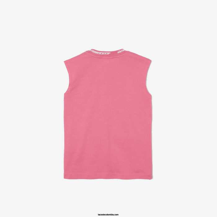 chicas Lacoste 6F243017 rosa 2r3 camiseta sin mangas de jersey de algodón