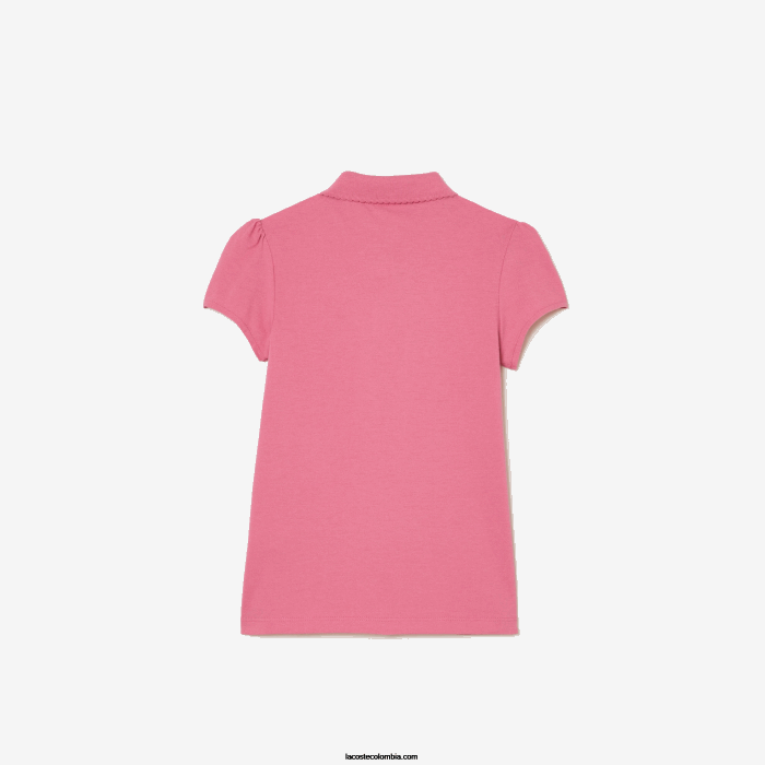 chicas Lacoste 6F243037 rosa 2r3 mini polo de piqué con cuello festoneado