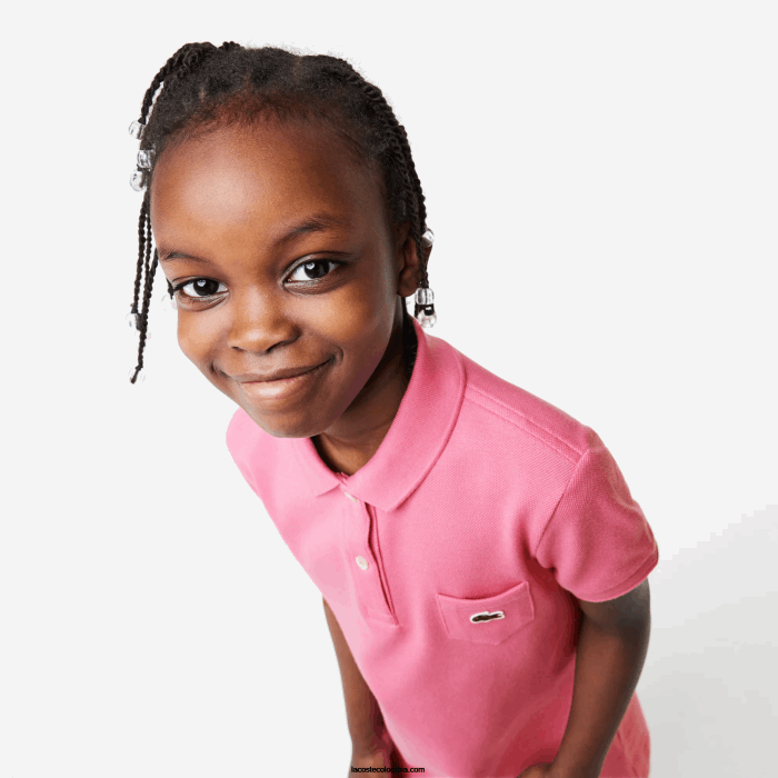 chicas Lacoste 6F243081 rosa 2r3 vestido tipo polo de algodón