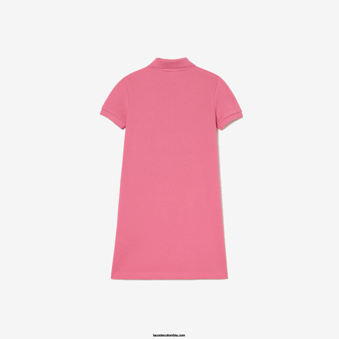 chicas Lacoste 6F243081 rosa 2r3 vestido tipo polo de algodón