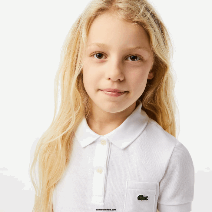 chicas Lacoste 6F243082 blanco 001 vestido tipo polo de algodón