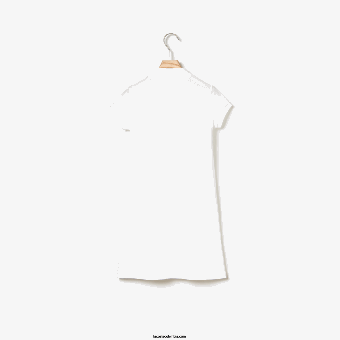 chicas Lacoste 6F243082 blanco 001 vestido tipo polo de algodón