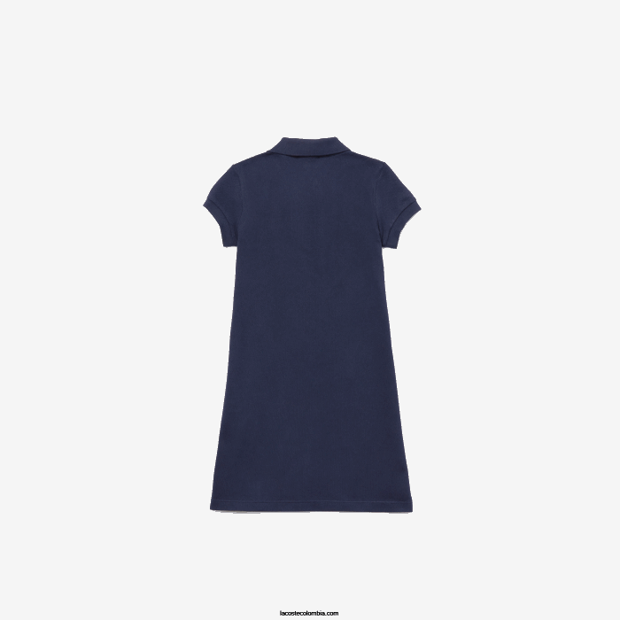 chicas Lacoste 6F243083 azul marino 166 vestido tipo polo de algodón