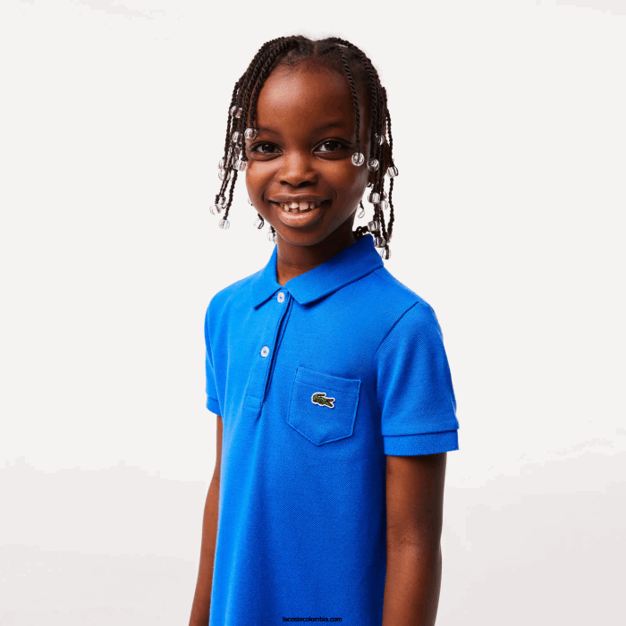 chicas Lacoste 6F243084 kxb azul vestido tipo polo de algodón