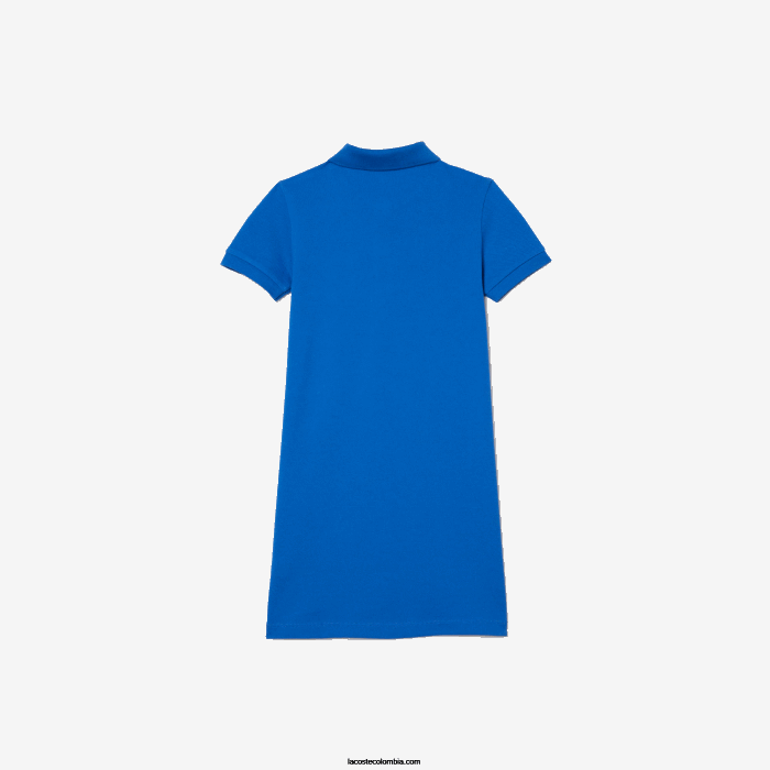 chicas Lacoste 6F243084 kxb azul vestido tipo polo de algodón