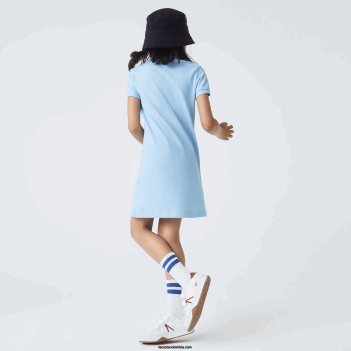 chicas Lacoste 6F243094 hbp azul vestido tipo polo de algodón
