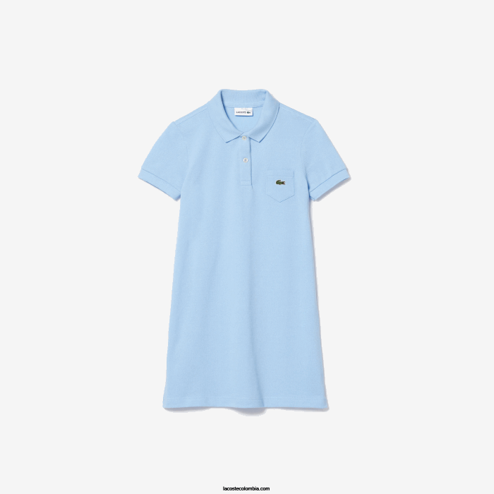 chicas Lacoste 6F243094 hbp azul vestido tipo polo de algodón