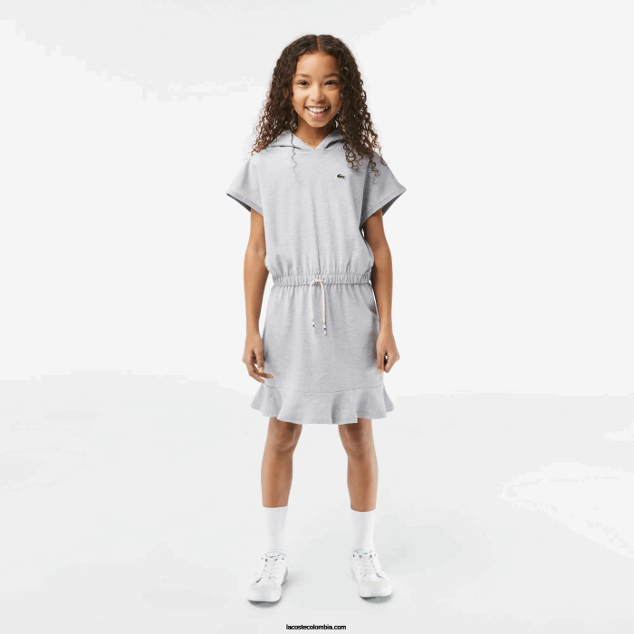 chicas Lacoste 6F243095 lomo gris cca vestido estilo jersey sin mangas de piqué elástico chicas Lacoste 6F243095 lomo gris cca vestido estilo jersey sin mangas de piqué elástico