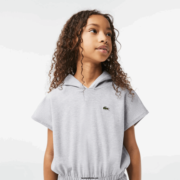chicas Lacoste 6F243095 lomo gris cca vestido estilo jersey sin mangas de piqué elástico