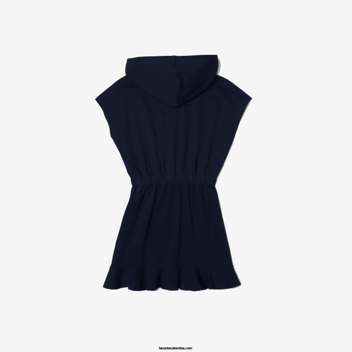 chicas Lacoste 6F243096 azul marino 166 vestido estilo jersey sin mangas de piqué elástico