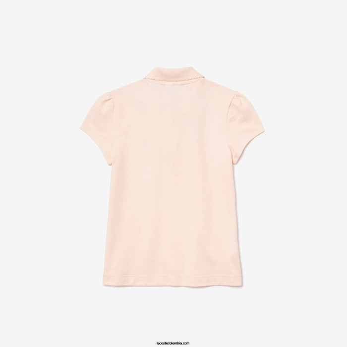 chicas Lacoste 6F243127 cpm rosa claro mini polo de piqué con cuello festoneado