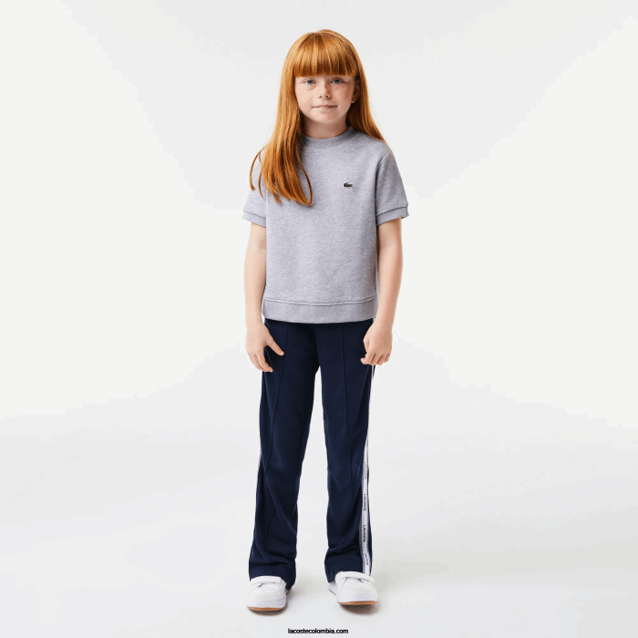 chicas Lacoste 6F243156 lomo gris cca camiseta de felpa con espalda plisada
