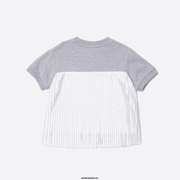 chicas Lacoste 6F243156 lomo gris cca camiseta de felpa con espalda plisada