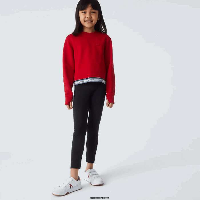 chicas Lacoste 6F243207 rojo 240 sudadera corta con banda estampada