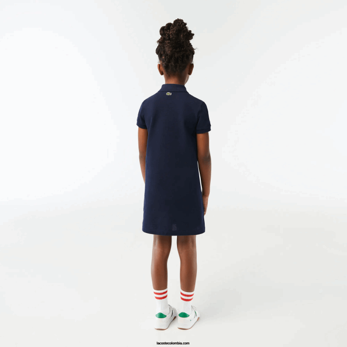 chicas Lacoste 6F243268 azul marino 166 vestido polo de algodón orgánico