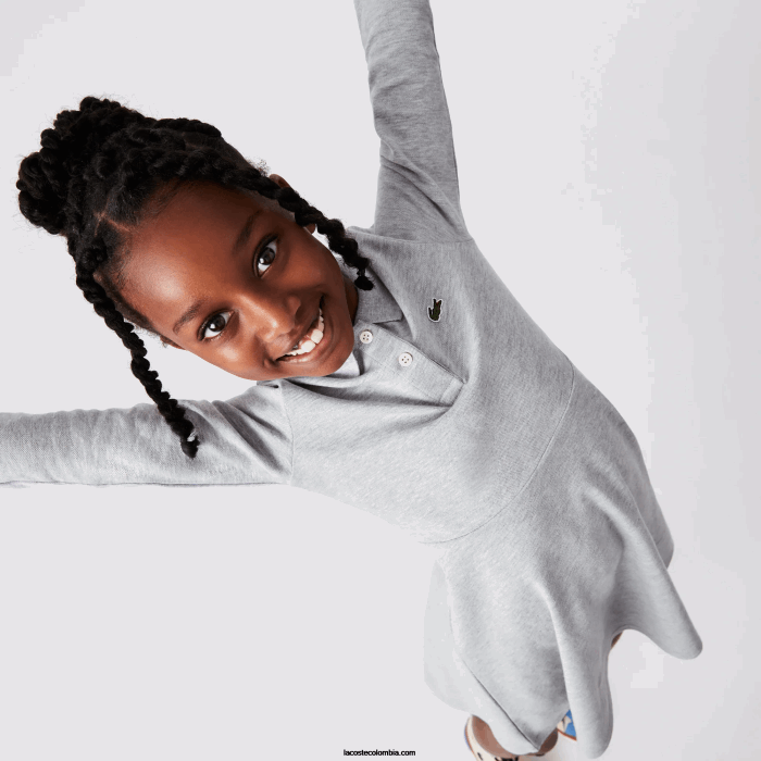 chicas Lacoste 6F243282 lomo gris cca vestido tipo polo de piqué chicas Lacoste 6F243282 lomo gris cca vestido tipo polo de piqué