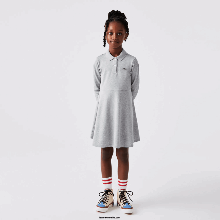 chicas Lacoste 6F243282 lomo gris cca vestido tipo polo de piqué