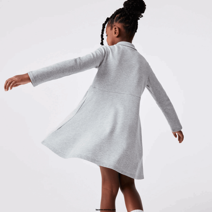 chicas Lacoste 6F243282 lomo gris cca vestido tipo polo de piqué