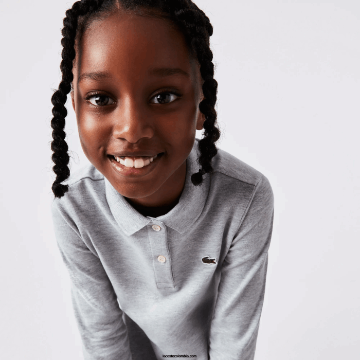 chicas Lacoste 6F243282 lomo gris cca vestido tipo polo de piqué