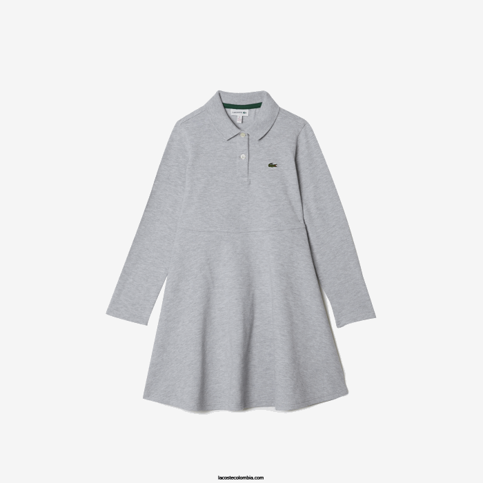 chicas Lacoste 6F243282 lomo gris cca vestido tipo polo de piqué